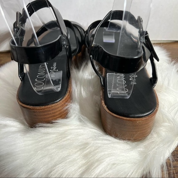 Coconuts by Matisse Faux Leather Platform Sandals 7M Black Strappy - Picture 4 of 8